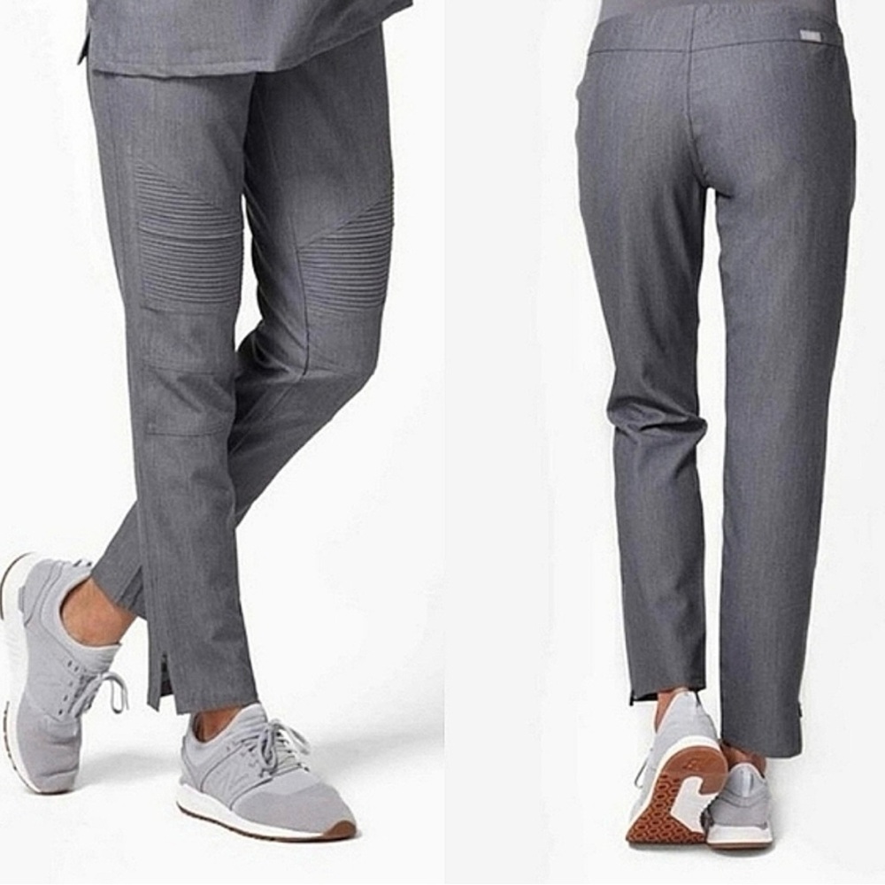 FIGS Moto Slim Ankle Zip Kanye Scrub Pants in Graphite